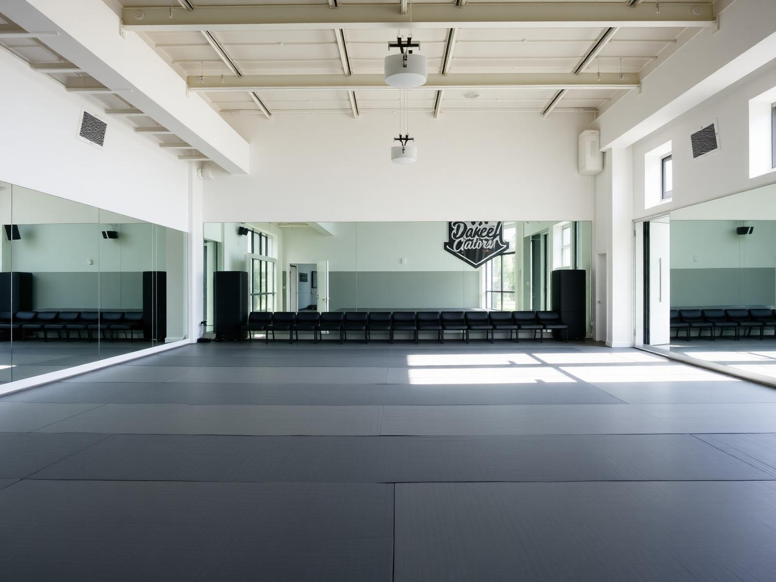 The clean, open training floor at the Des Peres dojang